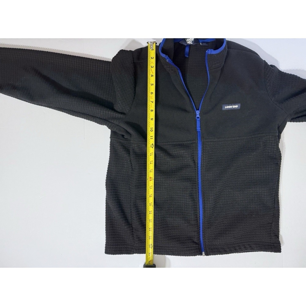 Lands' End Men's Fleece Jacket Medium 38–40‎ Full Zip Black Blue Trim - Picture 5 of 6